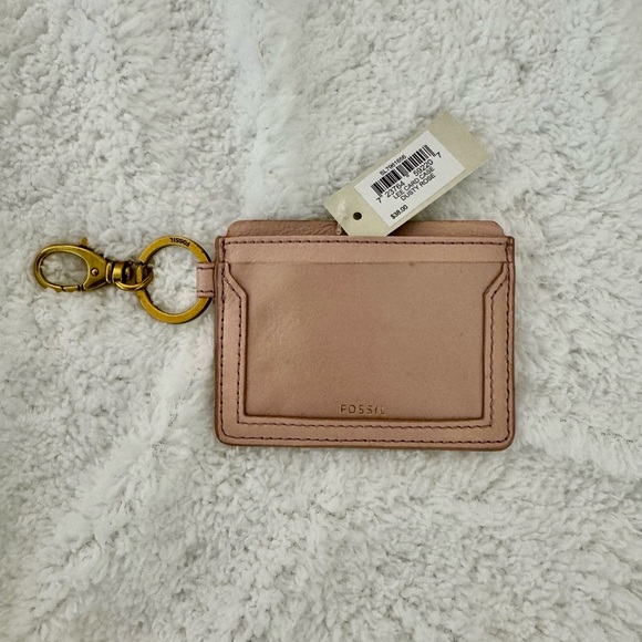 Fossil Blush Lee Card Case with Brass Keyring NWT - Picture 1 of 4